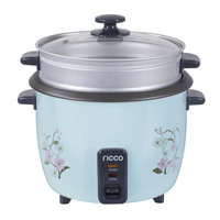 Cuiseur à riz électrique à motif floral avec cuiseur vapeur, capacités 0.6L, 1.0L, 1.5L, 1.8L, 2.2L, 2.8L