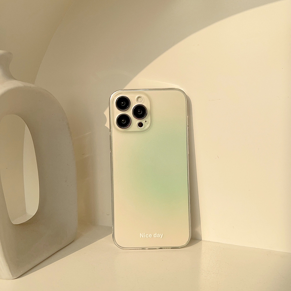 Tinted with pale yellow and blue