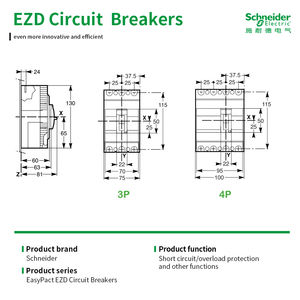 S-CHNEIDER mccb फिक्स्ड ezd125e3125n Ezd125m3125 n ezd5a 160a 250a 400a 630a 3p 4p - Product Image 3