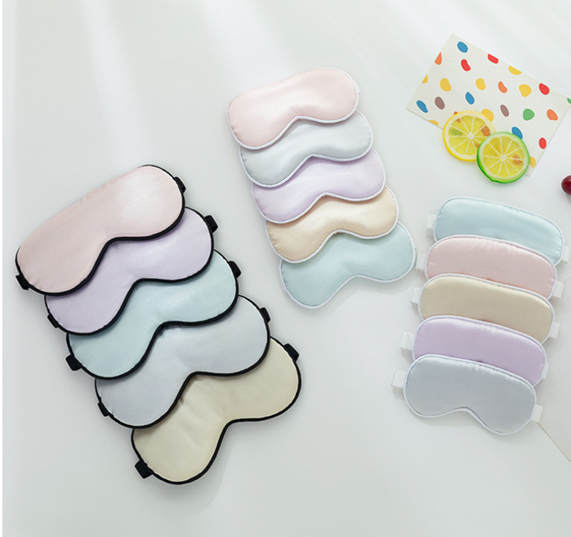 Custom Logo Reusable Beauty Eye Mask for Kids Black Night Relaxation Breathable Adjustable Satin Silk Sleeping Eye Mask