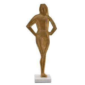 Scultura da tavolo donna HMS 24 \ "oro e alluminio bianco e marmo - Product Image 4