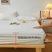Drap-housse en coton lavé avec bande élastique, couleur unie, pour matelas simple, double, king, queen, 140/150/160/180x200