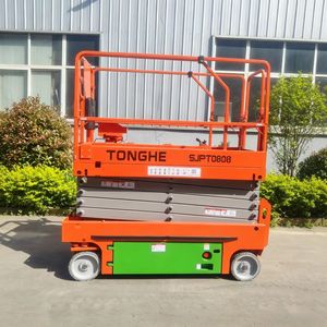 Plateforme élévatrice à ciseaux manuelle SJPT0407, hauteur de levage 7,6 m, système entièrement hydraulique, capacité 200 kg, mobile, poids total 630 kg - Product Image 2