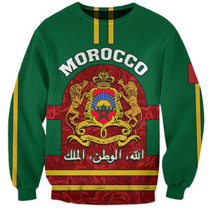 Venta al por mayor caliente impresión completa personalizada Día DE LA Independencia de <span class=keywords><strong>Marruecos</strong></span> bandera patrón gráfico cuello redondo pulóver hombres <span class=keywords><strong>sudadera</strong></span> de gran tamaño - Product Image 1