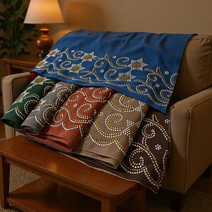 Foulard en Chiffon Luxueux pour Femme avec Strass, Motif <span class=keywords><strong>Hexagramme</strong></span> Floral, Style Ethnique Traditionnel, Classique Toutes Saisons - Product Image 1