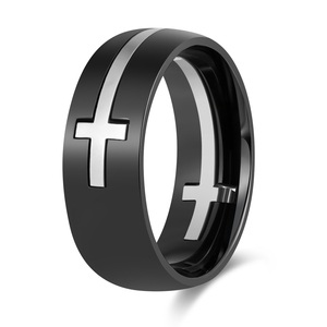 Poya mới nhất Chéo Vòng cầu nguyện đồ trang sức của nam giới cổ điển Titan vòng - Product Image 1