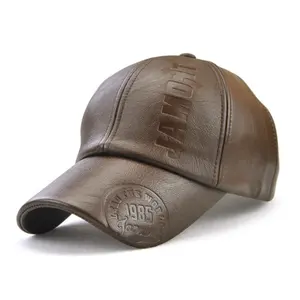 Low Profile Snapback Cap Custom Logo Leather 6 Panel Baseball Hats
