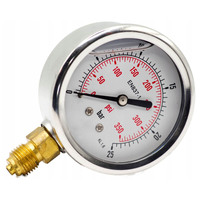 Manomètre à Glycérine HUBEN 63mm avec 1/4'' BSP et 0-4 Bar, Acier Inoxydable
