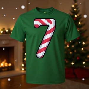 Camiseta navideña Candy Cane Number 7 con diseño de meme navideño, talla para adultos - Product Image 3