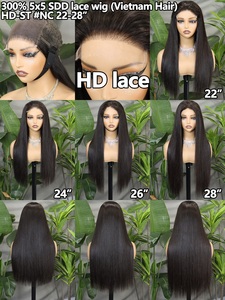 FH 5x5 HD Lace Front Straight Human Hair <b>Wig</b> Double Drawn Free Parting Human Hair Natural <b>Black</b> <b>Wigs</b> - Product Image 5