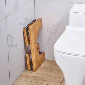 Repose-pieds pliable en bois 41,5x27,5x18cm, antidérapant, marchepied pour salle de bain et toilettes - Product Image 2