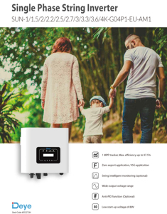 Inverter di Stringa SUN-1.5K/2k/3k/3.6k-G04P1-<span class=keywords><strong>EU</strong></span>-AM1 da 1.5kw 2kw 3kw 3.6kw Monofase On-grid con Disponibilità in Magazzino UE - Product Image 4