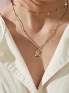 Rectángulo madre bebé encanto collar <span class=keywords><strong>cadena</strong></span> chapado en <span class=keywords><strong>oro</strong></span> collar <span class=keywords><strong>de</strong></span> acero inoxidable para mujeres joyería regalos - Product Image 2