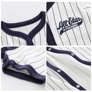 夏季新品 婴儿连体衣 条纹短袖 周岁礼物连体衣 批发儿童服装 - Product Image 3