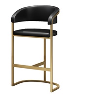Tabouret de bar d'art moderne, design créatif, élégant, avec pieds en acier inoxydable doré, accoudoirs rembourrés, durable, pour usage commercial