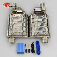 Silencieux d'échappement universel 3,5 pouces en acier inoxydable 201/304 avec valve électrique, tube perforé et résonateur interne, télécommande incluse