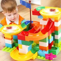 Juego de bloques de construcción de laberinto para niños, juego educativo de construcción con bolas, canicas