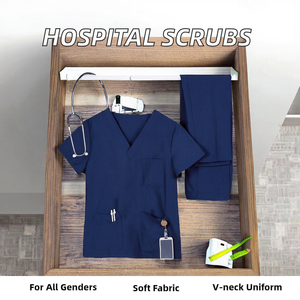 Ensemble de blouses et pantalons unisexes confortables à col en V pour femmes, en tissu tissé, avec détection anti-aiguilles, pour infirmières, médecins et uniformes d'hôpital - Product Image 3