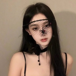 Hstyle Đen Thanh Lịch Ren Mạng Che Mặt Mũ Headband Với Rose Đảng Nửa Khuôn Mặt Chết Trang Phục Mạng Che Mặt Sexy Mắt Mạng Che Mặt Cho Halloween Đảng - Product Image 2