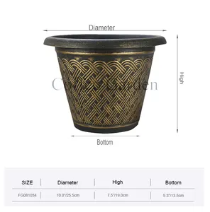 Coffco 10Inch Mây Knot Planter Nhựa Chậu Hoa Vườn Nguồn Cung Cấp, Cho Trong Nhà & Ngoài Trời Vườn Nhà Cây