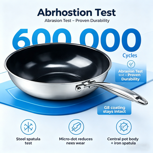 Wok de Cerámica KFCC G8 Libre de PFAS, Wok Antiadherente de Acero Inoxidable de 5 Capas con Micro Puntos G8, Wok <span class=keywords><strong>para</strong></span> Cocina de Gas e Inducción - Product Image 3