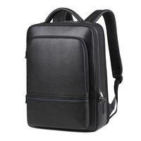 Mochila de Cuero Genuino de Alta Calidad para Viajes de Negocios, con Logotipo Personalizado, Gran Capacidad, Impermeable, para Portátil, con USB