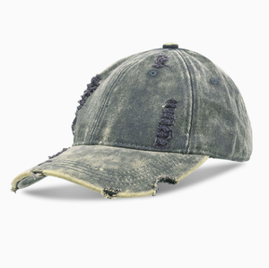 Distressed Washed Denim Baseball Cap Vintage Ripped Adjustable Dad Hat for Men Women Streetwear Grunge Sun Hat - Product Image 2