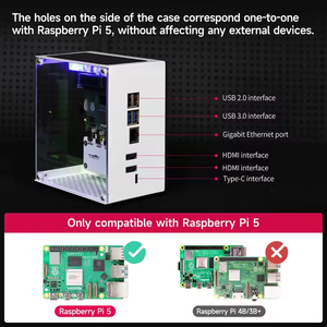 Raspberry Pi 5 CUBE Protective Case With Cooling Fan & RGB Color Light 0.91" OLED DIY Electronic Project Kit Support <b>M</b>.<b>2</b> <b>SSD</b> Ras - Product Image 1