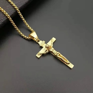 Joias Religiosas de Páscoa, Pingente Crucifixo de Jesus Cristo, Colares Banhados a Ouro PVD, Charme em Aço Inoxidável 316L, Joias Finas de Moda - Product Image 4