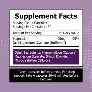 Capsules de glycinate de magnésium OEM/ODM pour la relaxation, le soutien général et des nuits paisibles - Product Image 2