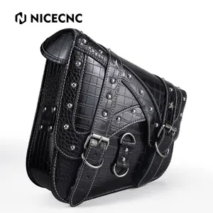 حقيبة أمتعة مزودة بذراع متأرجحة من الجلد الصناعي للدراجة النارية من NiceCNC حقيبة أمتعة قياسية لهارلي دافيدسون سوفتيل