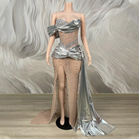 Robe de soirée Novance Y5587 pour femmes, ornée de cristaux, strass, longue, unie, perlée, robe de luxe pour femmes