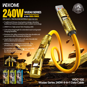 Cavo di Ricarica Rapida 4 <span class=keywords><strong>in</strong></span> 1 Tipo <span class=keywords><strong>C</strong></span> da 240W, Alta Potenza fino a 240W, Ricarica Veloce per Telefoni Cellulari, Laptop e Tablet, Stabile - Product Image 2