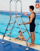 304 Anti-Rutsch-Wasser leiter aus Edelstahl für Schwimmbäder Doppelseitige Rolltreppe Verdickte Handlauf-Pool leiter