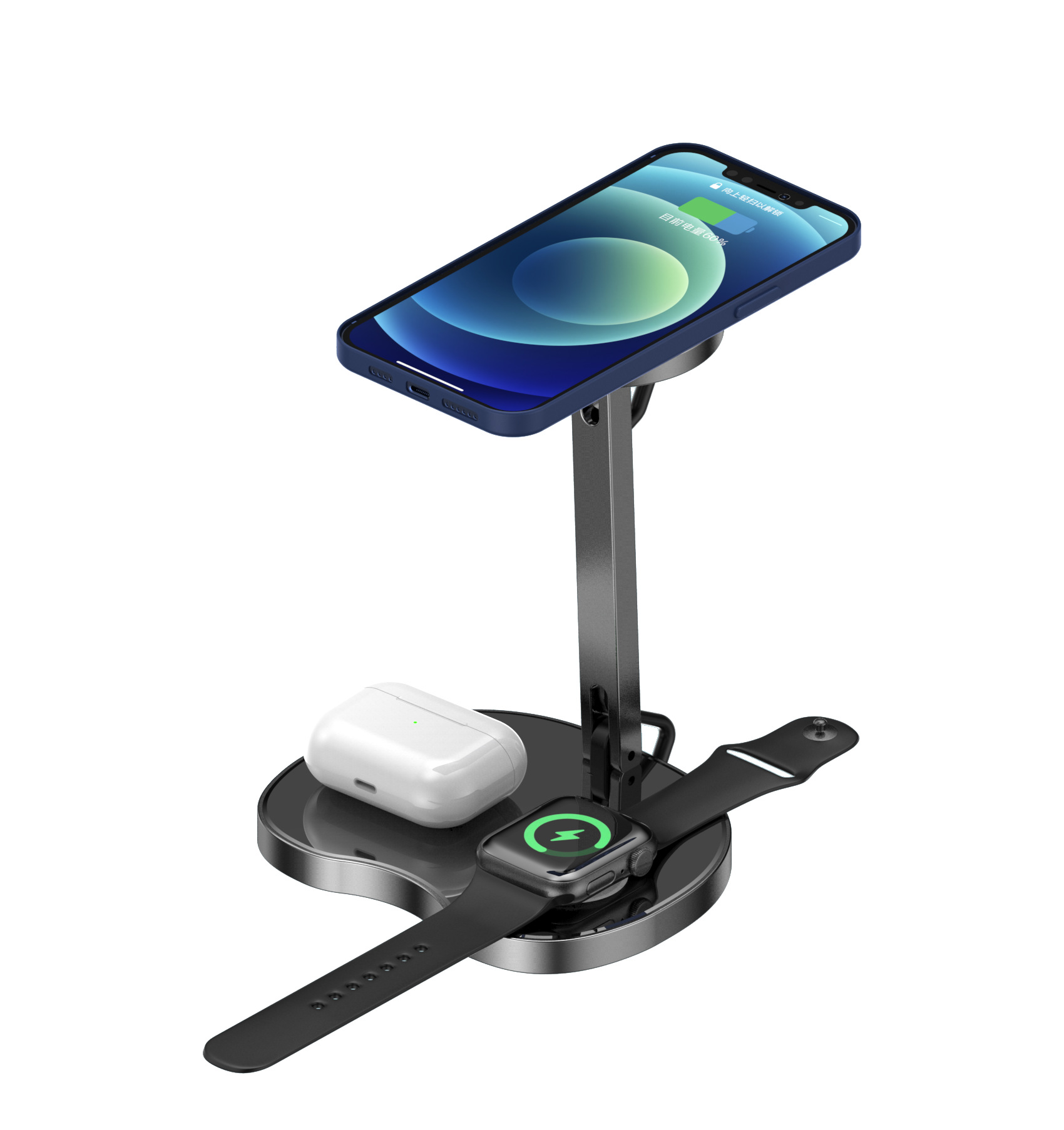 Уникальный 2021 Магнитный 3 в 1 складной держатель для телефона Беспроводное зарядное устройство док-станция для IPhone 12/часы/наушники