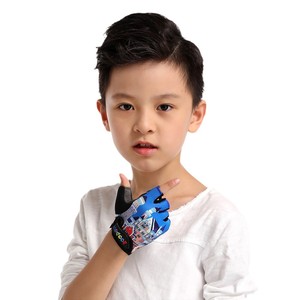 Guantes de ciclismo de medio dedo para niños, con estampado de castillo azul, antideslizantes y transpirables para niños - Product Image 3
