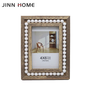 Jinn Home rustico 4 x6in cornice per foto in legno <span class=keywords><strong>con</strong></span> <span class=keywords><strong>perline</strong></span> bianche decorazione di nozze - Product Image 2