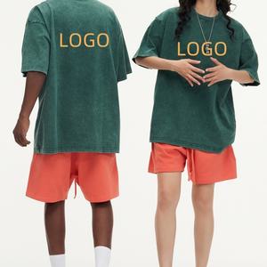 T-shirts unisexes surdimensionnés à logo, en coton biologique Pima 100% peigné, épais et personnalisables, pour hommes, avec épaules tombantes, vente en gros - Product Image 2