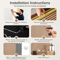 Panel acústico de listones de madera MDF Akupanel de chapa de 3 lados con respaldo de fieltro negro para decoración elegante de pared y techo y reducción de ruido