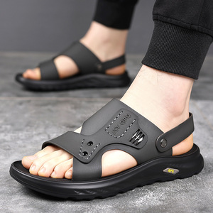 Men's Lightweight Cushioning Sports Casual Open Summer Outdoor Walking Beach Genuine Leather Buckle Strap Waterproof <b>Sandals</b> - Product Image 4