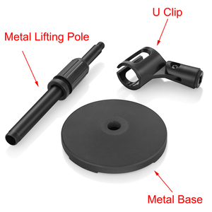 Bochara kim loại máy tính để bàn Microphone đứng có thể điều chỉnh với mic Clip hoặc chống sốc Núi - Product Image 5