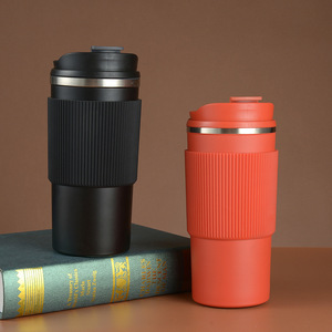 Gobelet isotherme en acier inoxydable 304 avec manchon en silicone antidérapant, tasse à café portable pour voiture et usage extérieur - Product Image 5