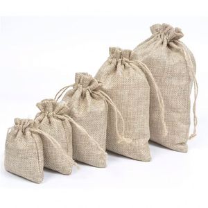 Custom Jute Drawstring Bags Wholesale Burlap Gift Drawstring Pouch Jute Bags with <b>String</b> - Product Image 1