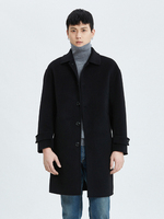 2025 nouveau Double face laine simple boutonnage manteau hommes haut de gamme col rabattu lâche goutte épaule longue laine Trench