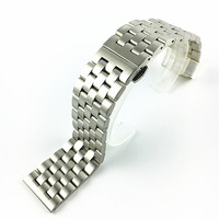 Remplacement de bracelet de montre-bracelet de luxe pour hommes et femmes 18mm 20mm 22mm 24mm 26mm 5 perles bracelets de montre en acier inoxydable brossé