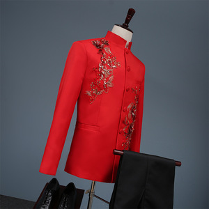 Nuevo traje de actuación transpirable de otoño tejido <span class=keywords><strong>para</strong></span> <span class=keywords><strong>hombre</strong></span>, traje ajustado de escenario Formal, traje de coro de anfitrión <span class=keywords><strong>juvenil</strong></span> - Product Image 3