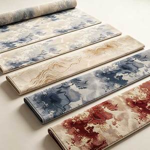 <span class=keywords><strong>Tapis</strong></span> commercial rectangulaire en nylon à poils ras, antidérapant, motif nuage doré multicolore moderne beige et bleu, pour hall d'hôtel - Product Image 3