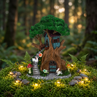 Décoration de jardin maison de fée, lumières solaires, ornements en résine imperméables, résistants aux intempéries, faits à la main, style Art Déco vintage