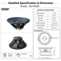 Haut-parleur de basses professionnel de 18 pouces, 700 W AES, haut-parleur de basses haute puissance, aimant en ferrite, woofer pour système audio de concert et de club