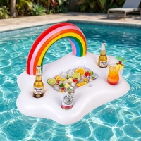 Porte-gobelet gonflable amusant pour piscine, en PVC, en forme de cocotier arc-en-ciel, pour fêtes